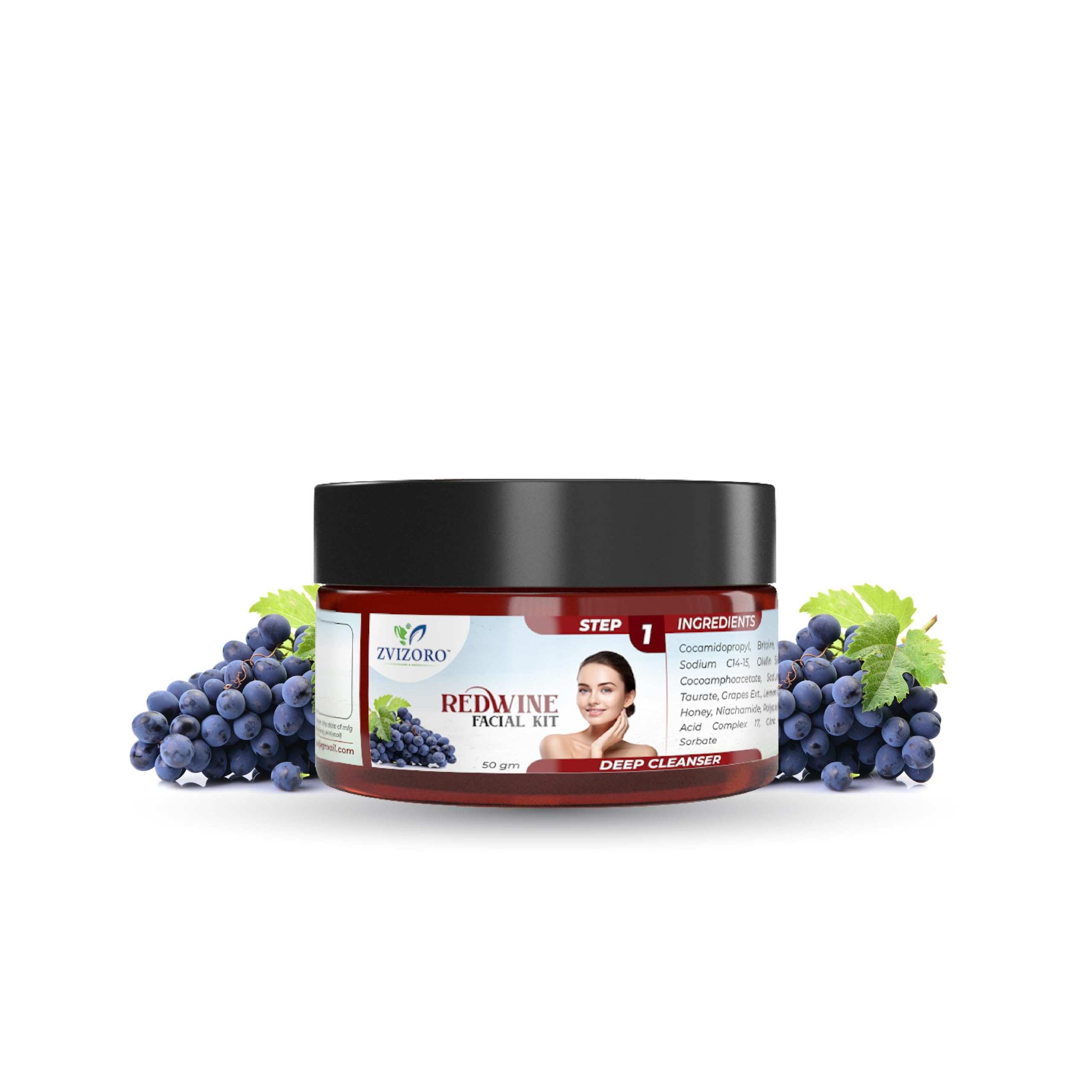 Red Wine Facial Kit, 50g, Pack of 5 | Deep Cleanser, Grape Extract Face Cleanser, Deep Cleansing, Skin Brightening & Glow-image-29