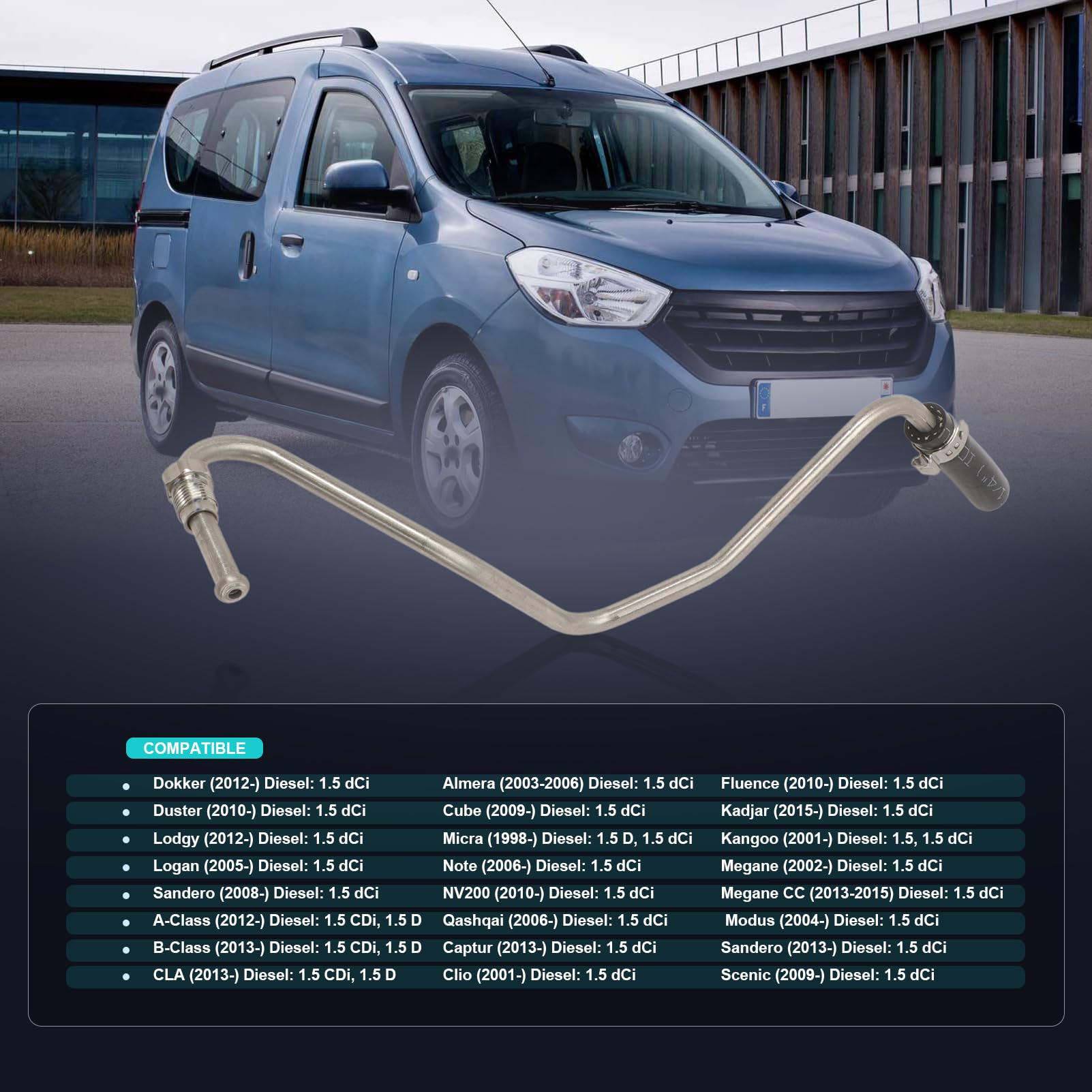 Tubo Sensor Presión Gases Escape 1412000Q0U con Sandero Duster Renault Captur Clio Juke Qashqai Almera Clase A Clase B CLA