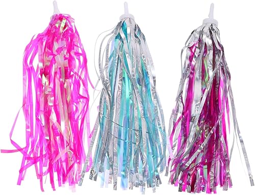 3 pares de scooters decorativos de cinta para niños y niñas, accesorios para niñas, borlas, serpentinas de bicicleta, borlas, borlas de plástico