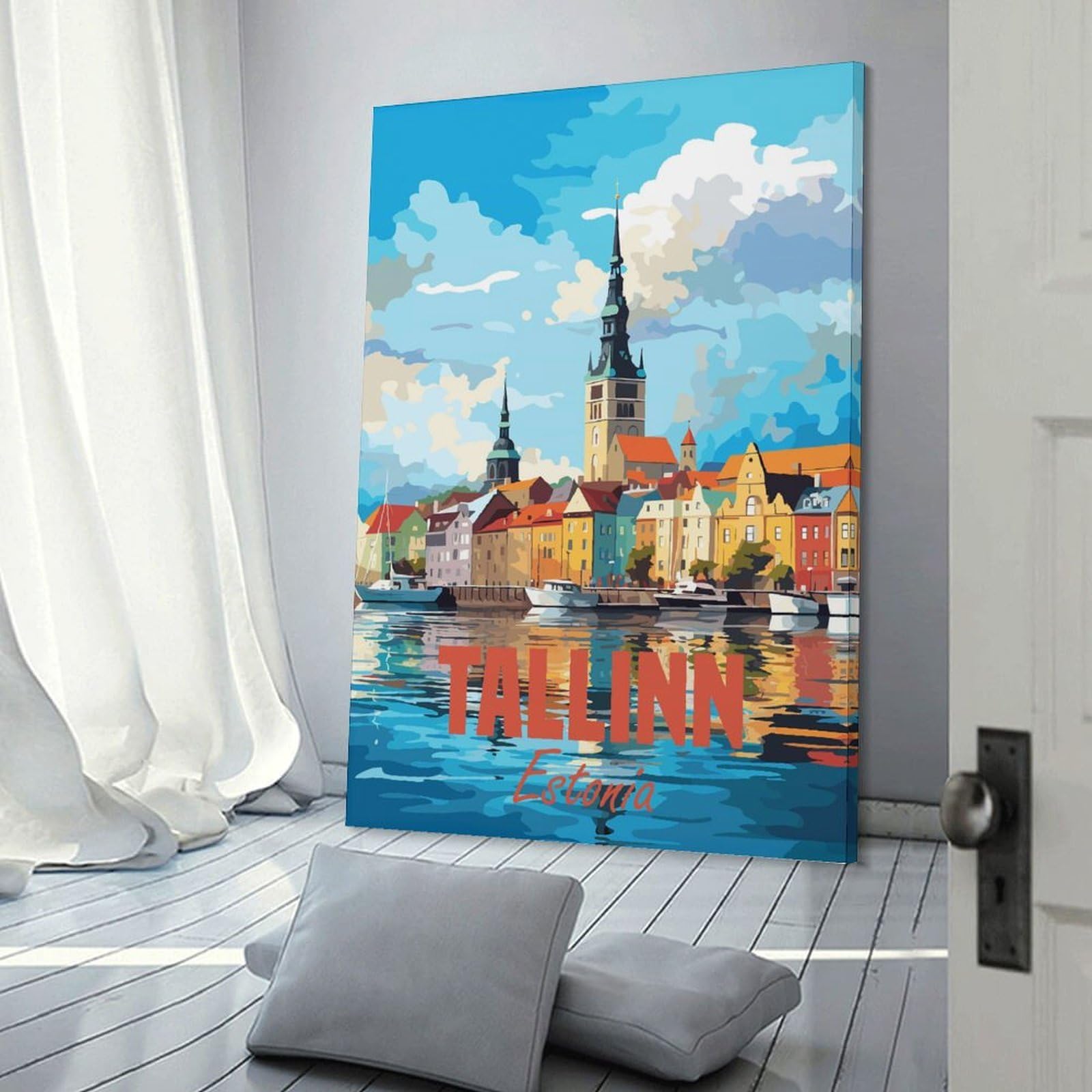 Junmoney Canvas Wall Picture Tallinn Estonia, 20x30inch(50x75cm), for Gallery Wall Decor And Room Displays, Decorative Artwork with Flexible Styling
