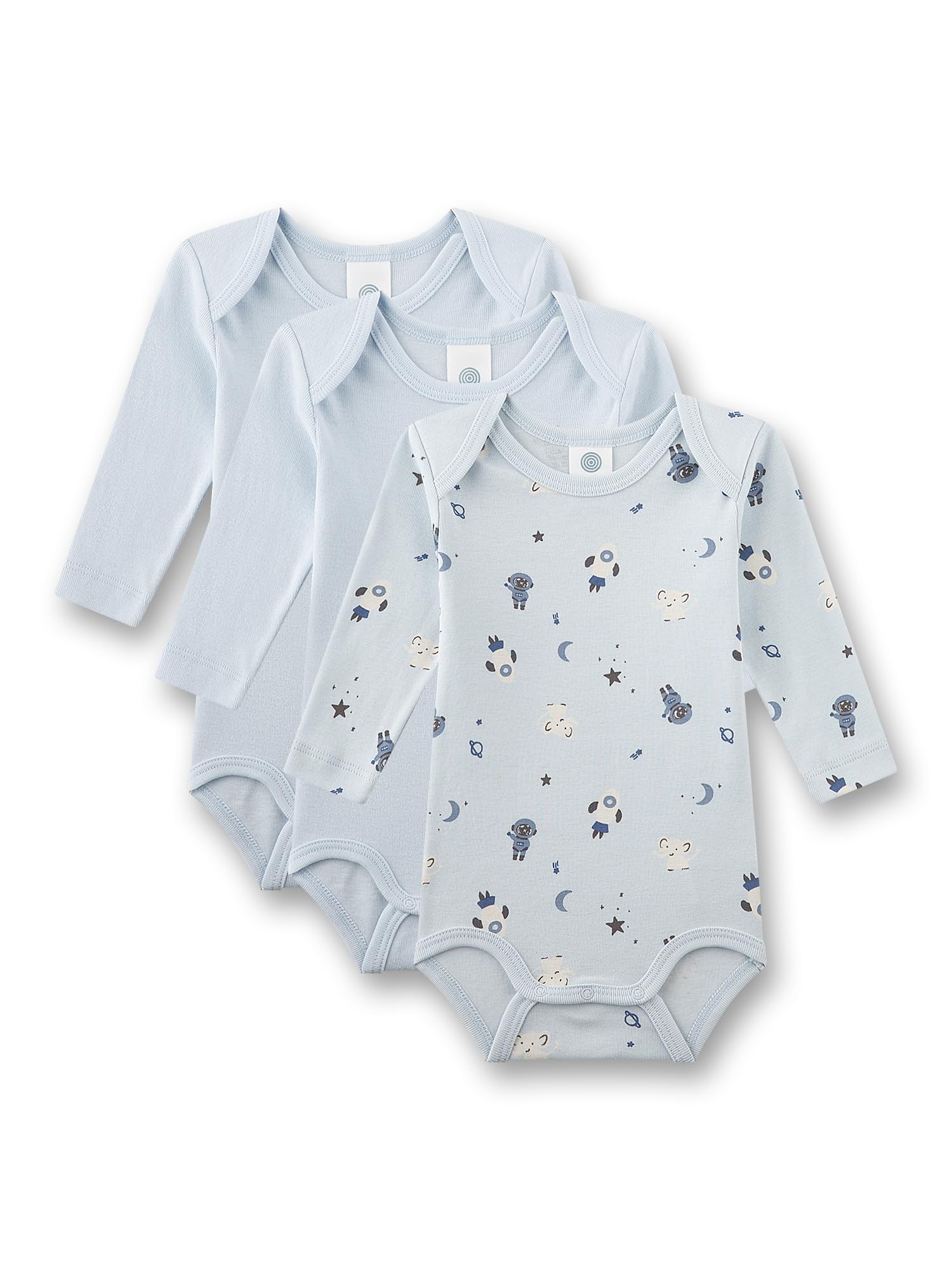 Sanetta Body per neonato a maniche lunghe, azzurro, a maniche lunghe, morbido, delicato sulla pelle, set da 3 pezzi