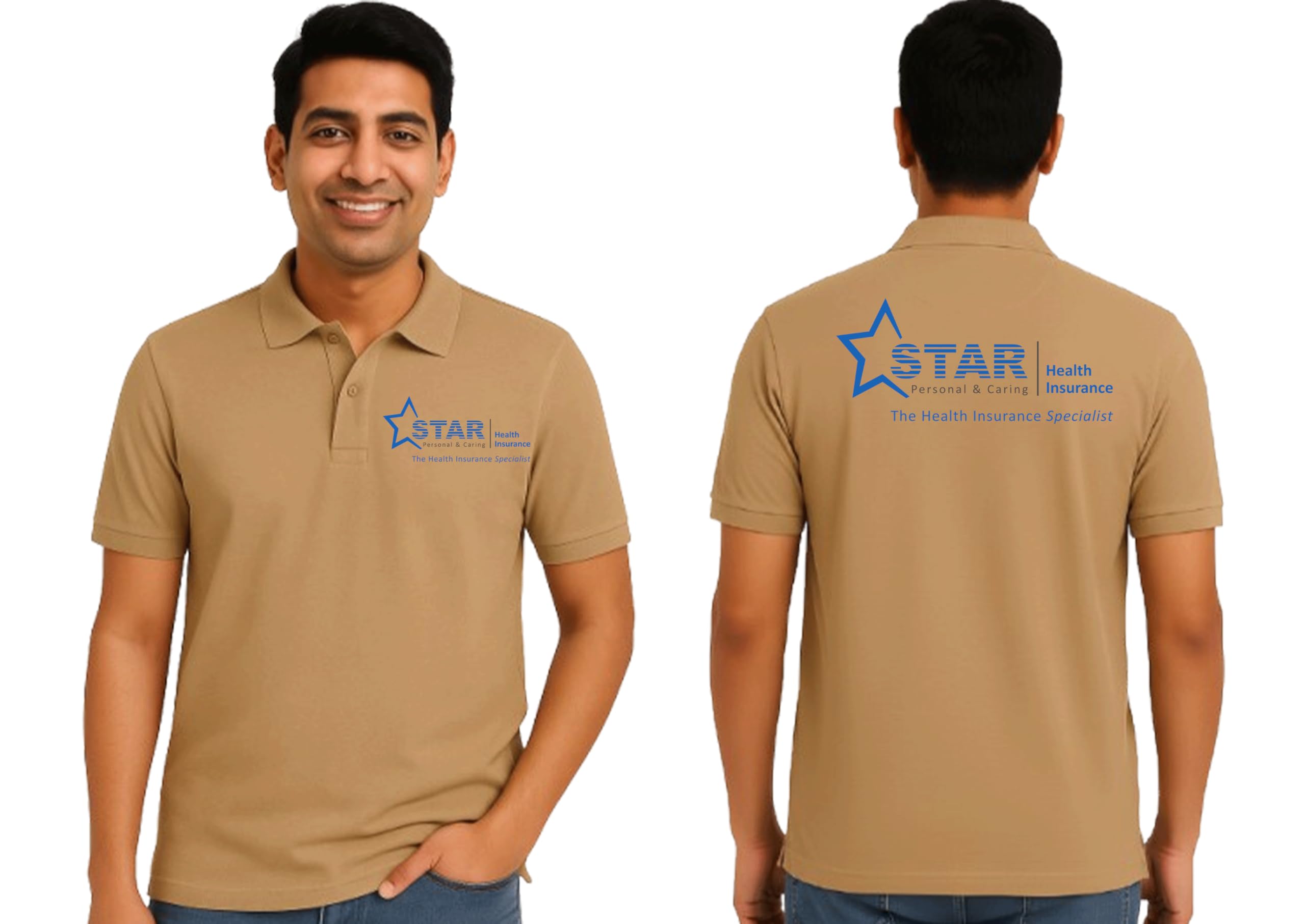 printholic Star Health Insurance Logo Printed Polo Collar T Shirt for Men and Women Half Sleeve Unisex Cotton Blend Company Staff Uniform Polo Promotional Workwear T Shirt-picture-53