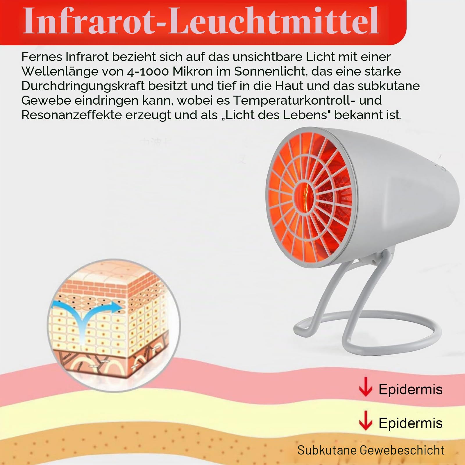 PORFOYO Rotlichtlampe, Infrarotlampe, Wärmelampe 150W mit Timer Einstellbarem Winkel 30 bis 60 Grad Tisch Infrarotlichtlampe für Zuhause Muskelentspannung und Wärmebehandlung, Weiß