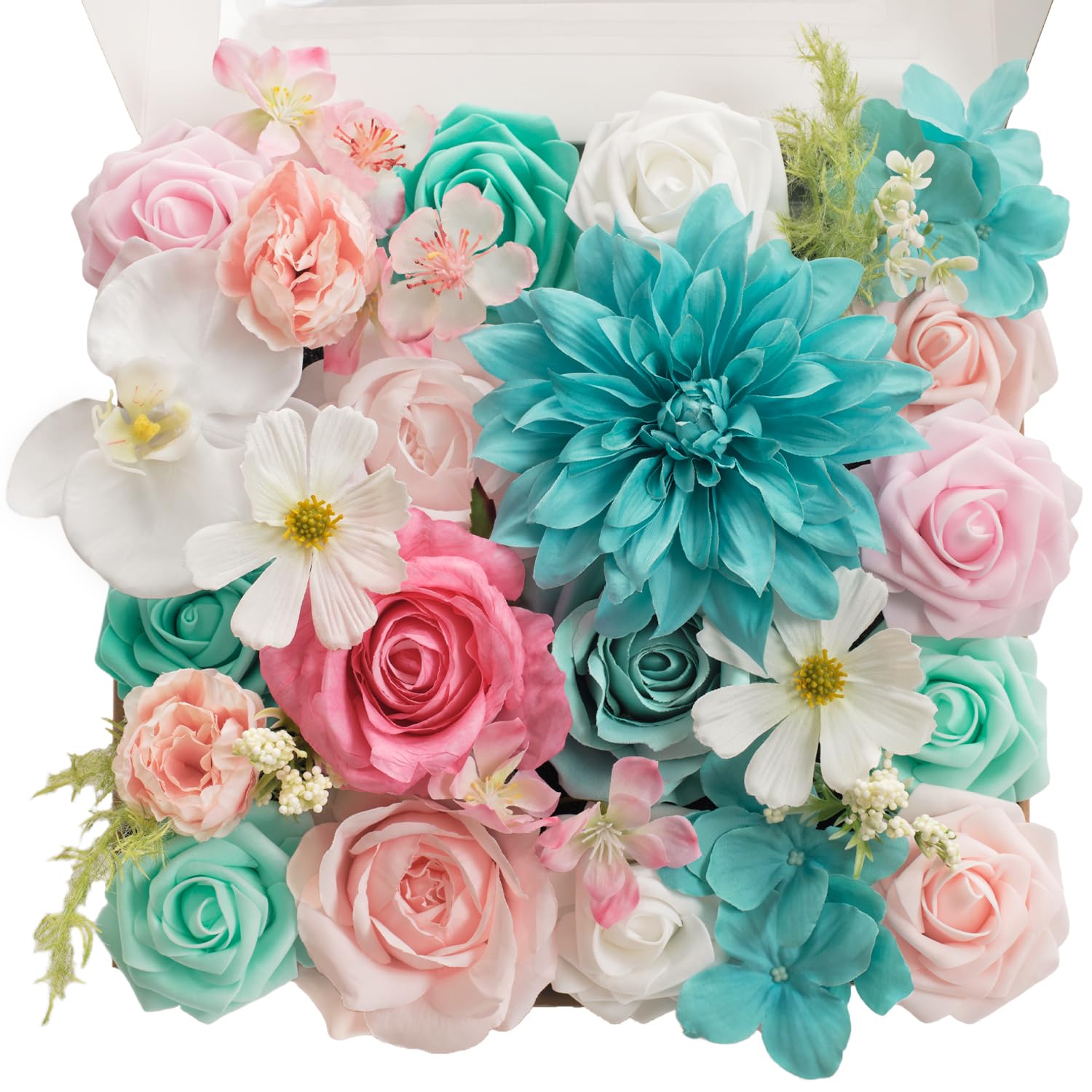 Teal And Blush Centerpieces Teal Roses TINGE TIME Artificial Flowers