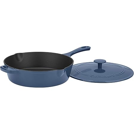 Cuisinart Cast Iron Pan, 12" Chicken Fryer, Enameled Provencial Blue