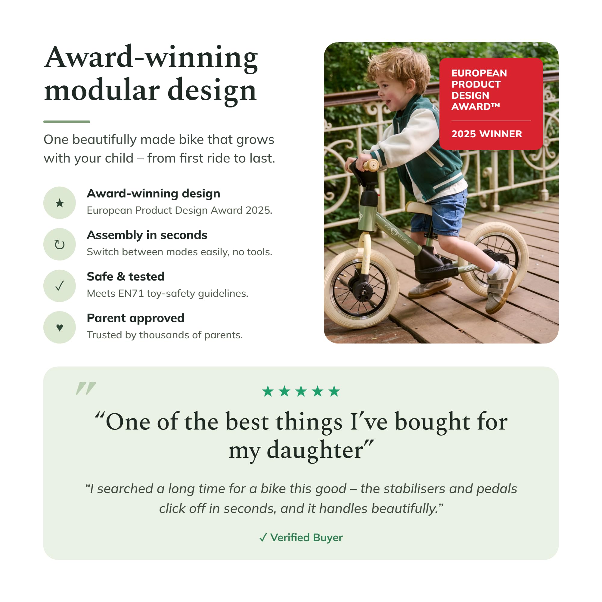 Kidcruiser Pedalplay laufrad ab 2 Jahre, ideal zum Radfahren Lernen, 3‑in‑1 mit LED Stützrädern & Pedalen, besonders robustem Modulrahmen
