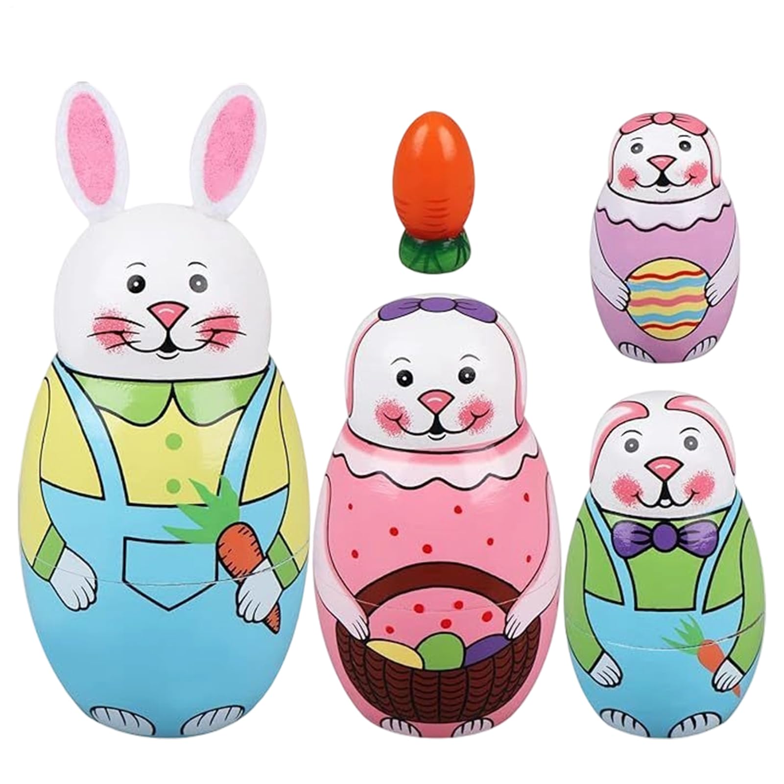 Russian Nesting Dolls Animals, Wood Rabbit Table Decoration,Cartoon Nesting Doll | for Teens Adults Collectors Art Lovers Students Birthday Holiday Party Favor Office Playroom Bedroom