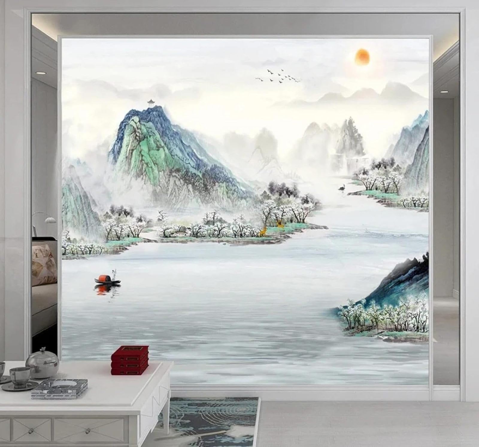 XLMING Fresh Hand Drawn Ink Landscape Scenery 3D Wallpaper Luxury Home Dining Decor Paste Sofa Living Room The Wall for Bedroom Mural-250cm×170cm