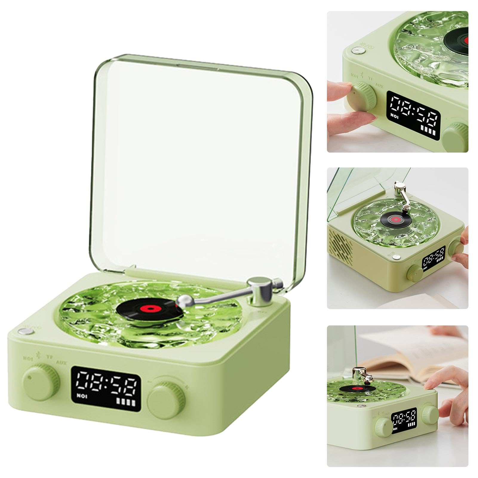Giradischi Vintage - Giradischi in Vinile, Giradischi con illuminazione | regolabile Btt | Giradischi ABS trasparente con ad acqua dal design elegante, giradischi da 1500 ma con altoparlanti per