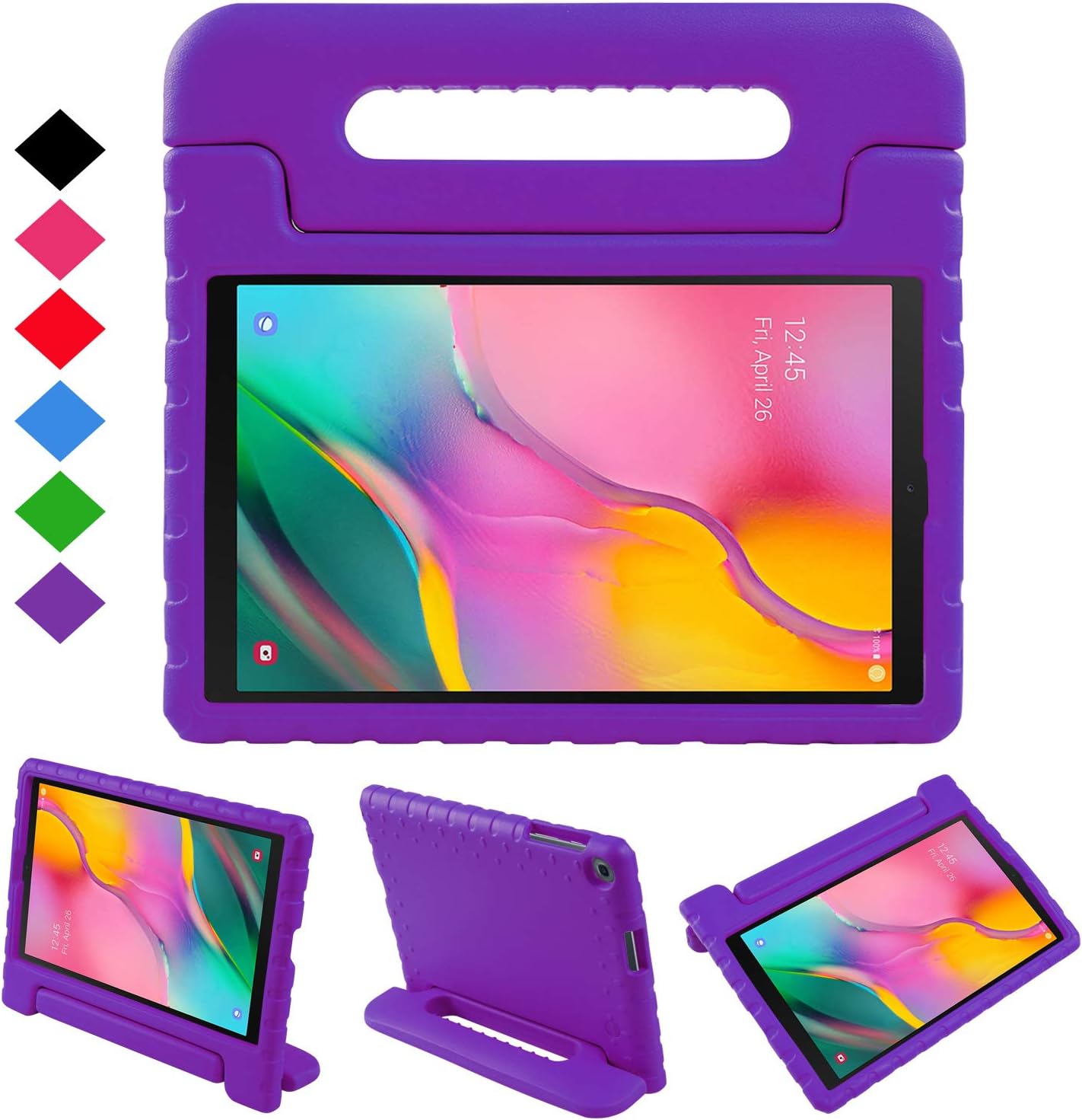 NEWSTYLE Case for Samsung Galaxy Tab A 10.1 2019,Kids Shock Proof Convertible Handle Light Weight Super Protective Stand Case for Galaxy Tab A 10.1 inch SM-T510/SM-T515 2019 Tablet (Purple)