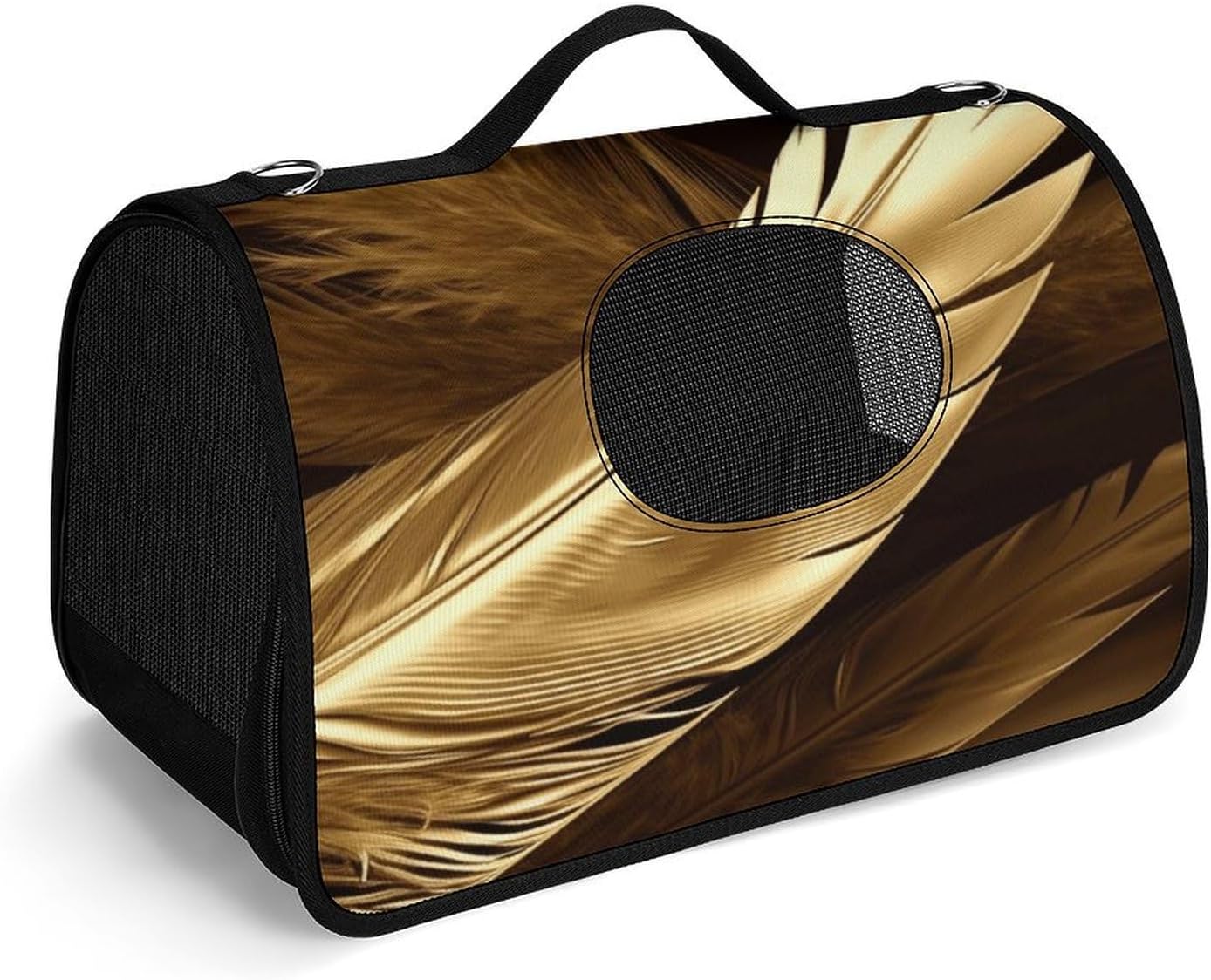 Pet Handbags, Golden Feathers Printed Pet Handbags,folding Pet Bags,new Pet Handbags,universal Pet Handbags, 45X26X23.5cm