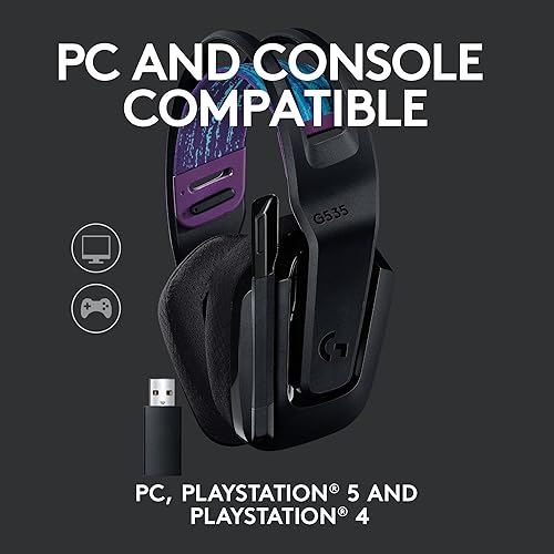 Miniatura 5 de Logitech G535 Lightspeed - Auriculares inalámbricos para videojuegos, ligeros, con micrófono abatible para silenciar, estéreo, compatibles con PC,