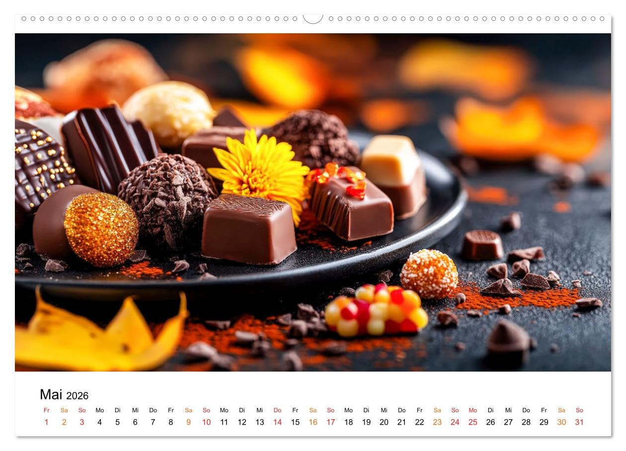 Schätze der Confiserie Kunst (hochwertiger Premium Wandkalender 2026 DIN A2 quer), Kunstdruck in Hochglanz: Die verführerische Welt von Pralinen und Schokolade. (CALVENDO Lifestyle)