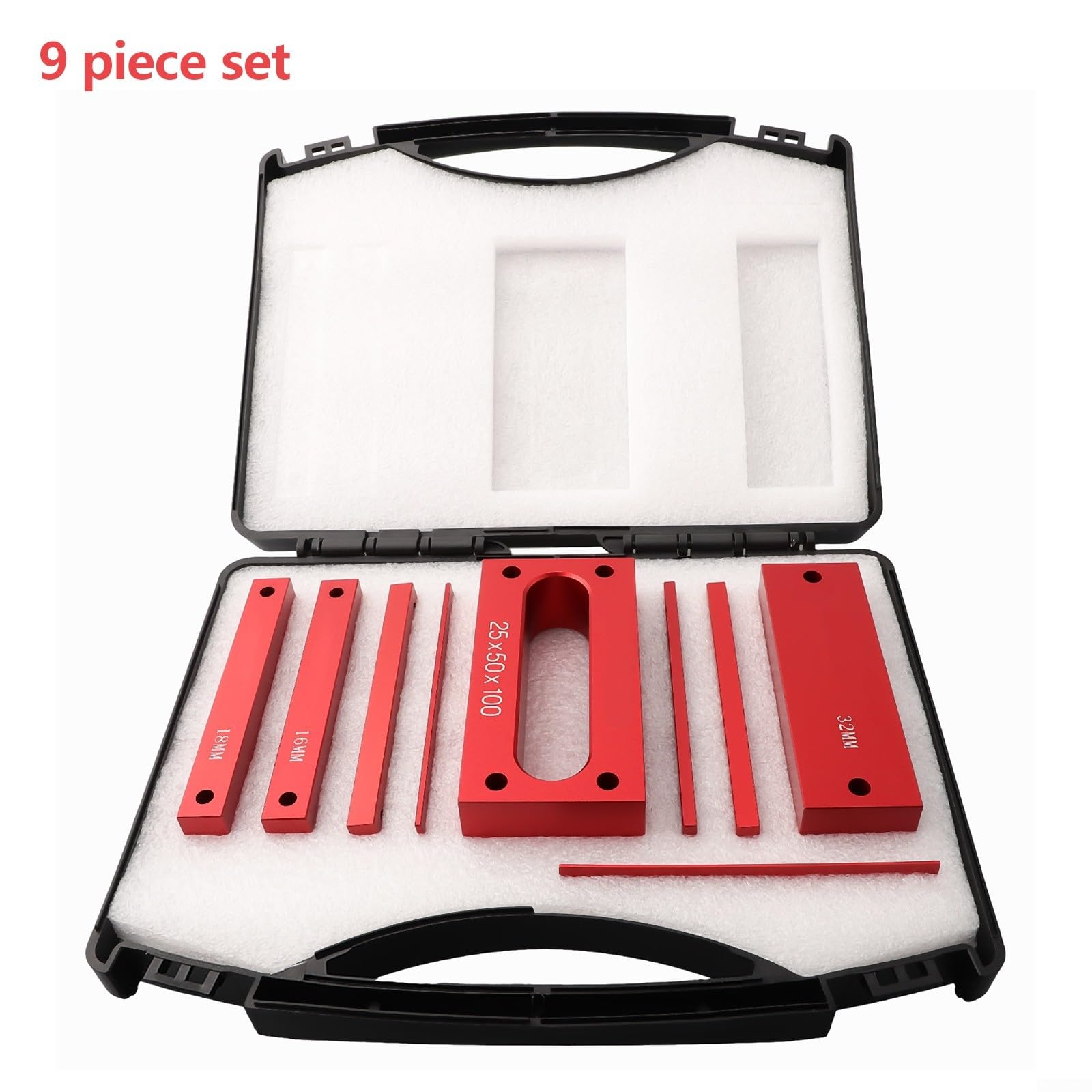 Lot de 9 blocs de configuration métriques de précision ± 0,2,5 cm pour défonceuse et scie à table, accessoires de travail du bois, jauge de hauteur, barres de configuration en aluminium pour