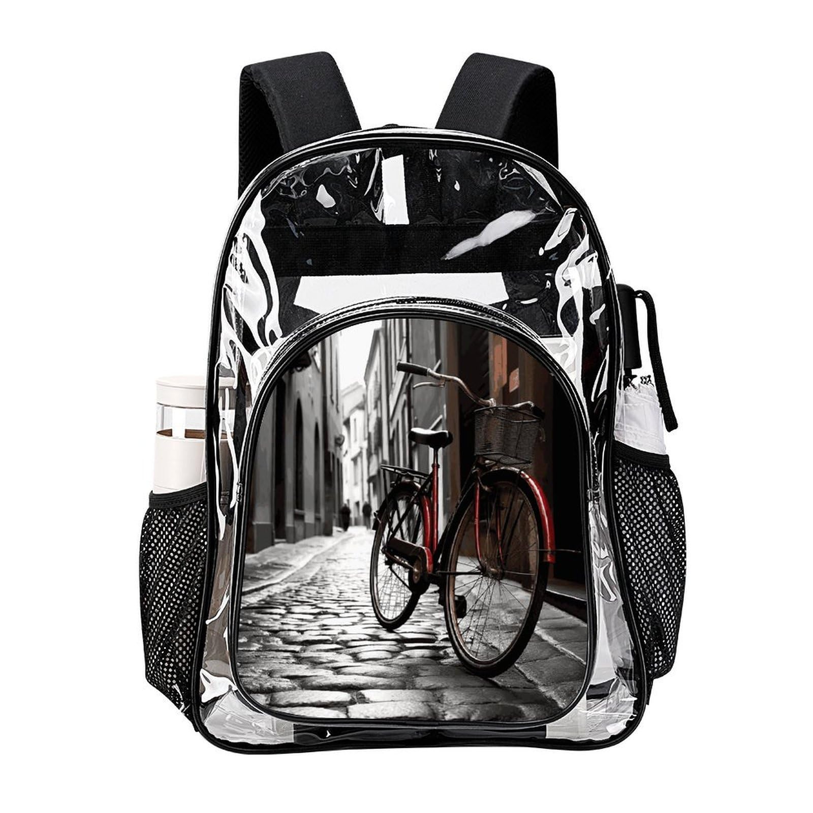Street Bicycle Transparenter Rucksack, groß, transparent, PVC, Büchertasche für Sicherheit, Arbeit, Reisen, Stadion