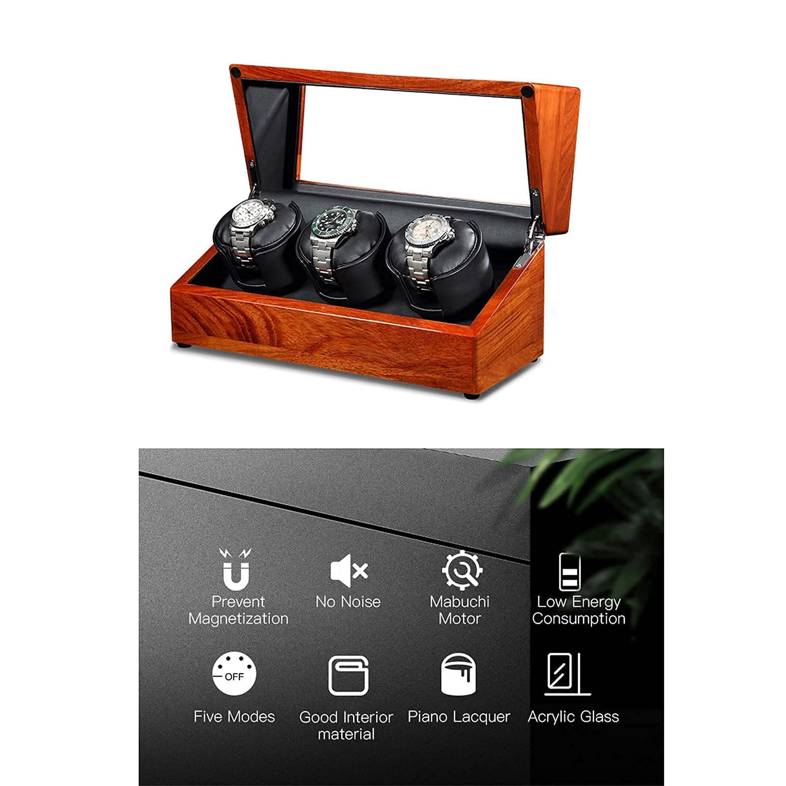 1-4 para cajas de relojes automáticas, relojes giratorios de relojes, caja de reloj giratoria, agitador de relojes, motor supersilencioso alimentado por batería o alimentado por CA (3 epítopos negros