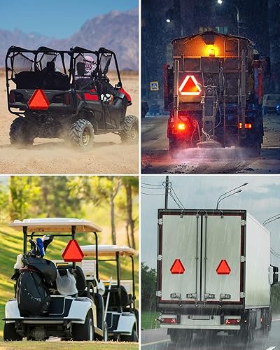 Miniatura 6 de SWEETAPRIL Letrero de vehículo de movimiento lento, letreros triangulares de aluminio de movimiento lento de aluminio, 14 x 16 pulgadas, 40 mil de