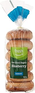 Amazon Fresh Brand, Blueberry Pre-Sliced Bagels, 21 Oz (6 Ct)