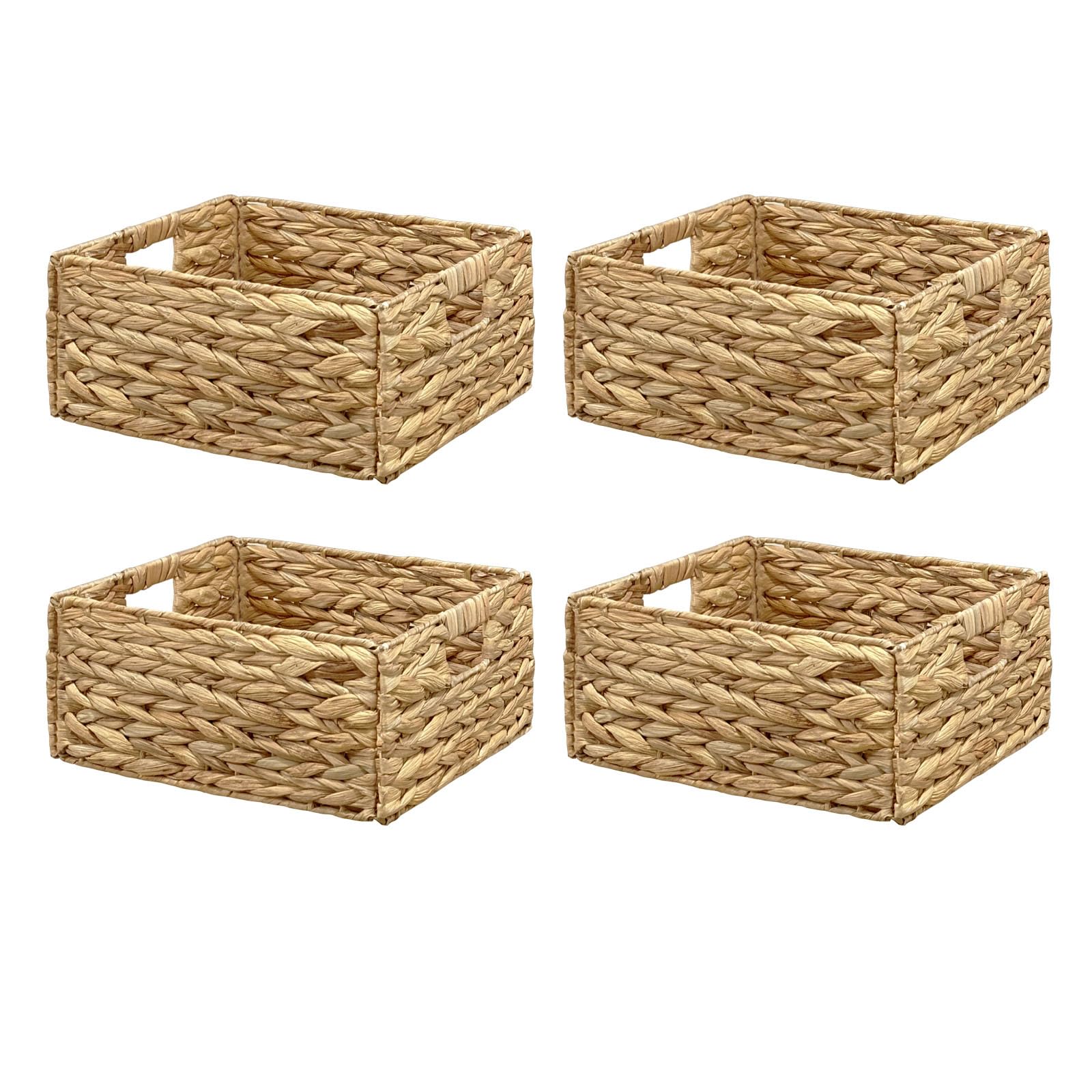4Stück kallax einsatz Wasserhyazinthe körbe aufbewahrung für Regale, faltbar kallax boxen, geflochten Aufbewahrungskorb Wäschekorb für Regale gewebte Behälter für Badezimmer (30cmx34cmx15cm)