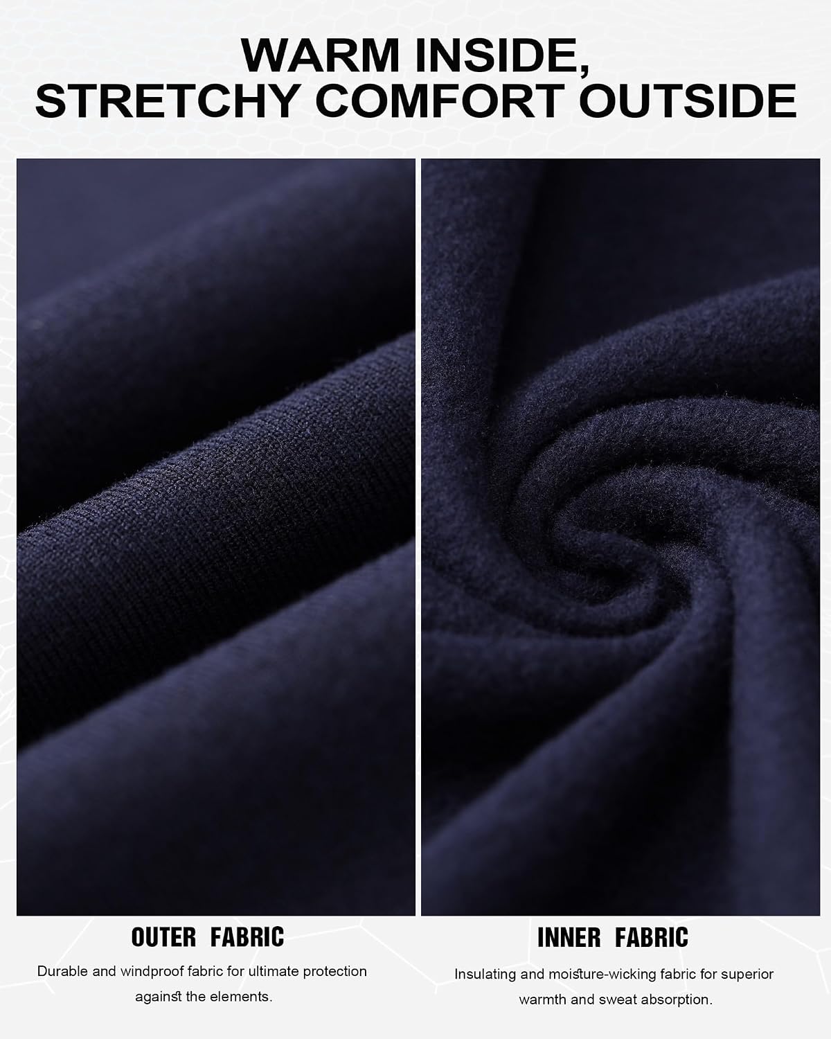 Roadbox Thermal Underwear for Men: Fleece Lined Long Johns Base Layer Long Sleeve Top & Bottom Set