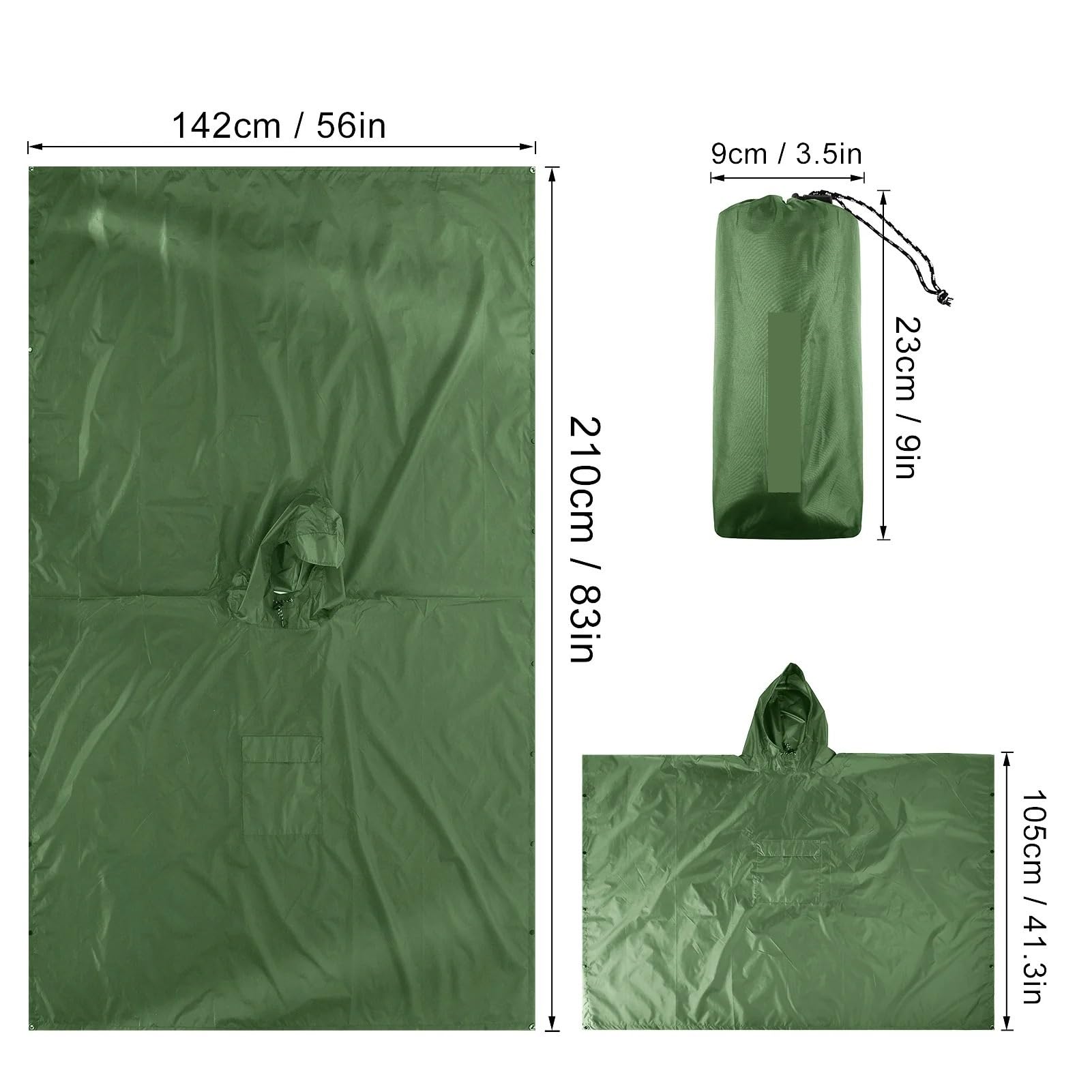 Poncho de Lluvia Poncho de Lluvia con Capucha y Bolsillo, Ligero, Impermeable, Chaqueta de Lluvia, Refugio Solar for Hombres y Mujeres, Camping, Senderismo y Viajes.