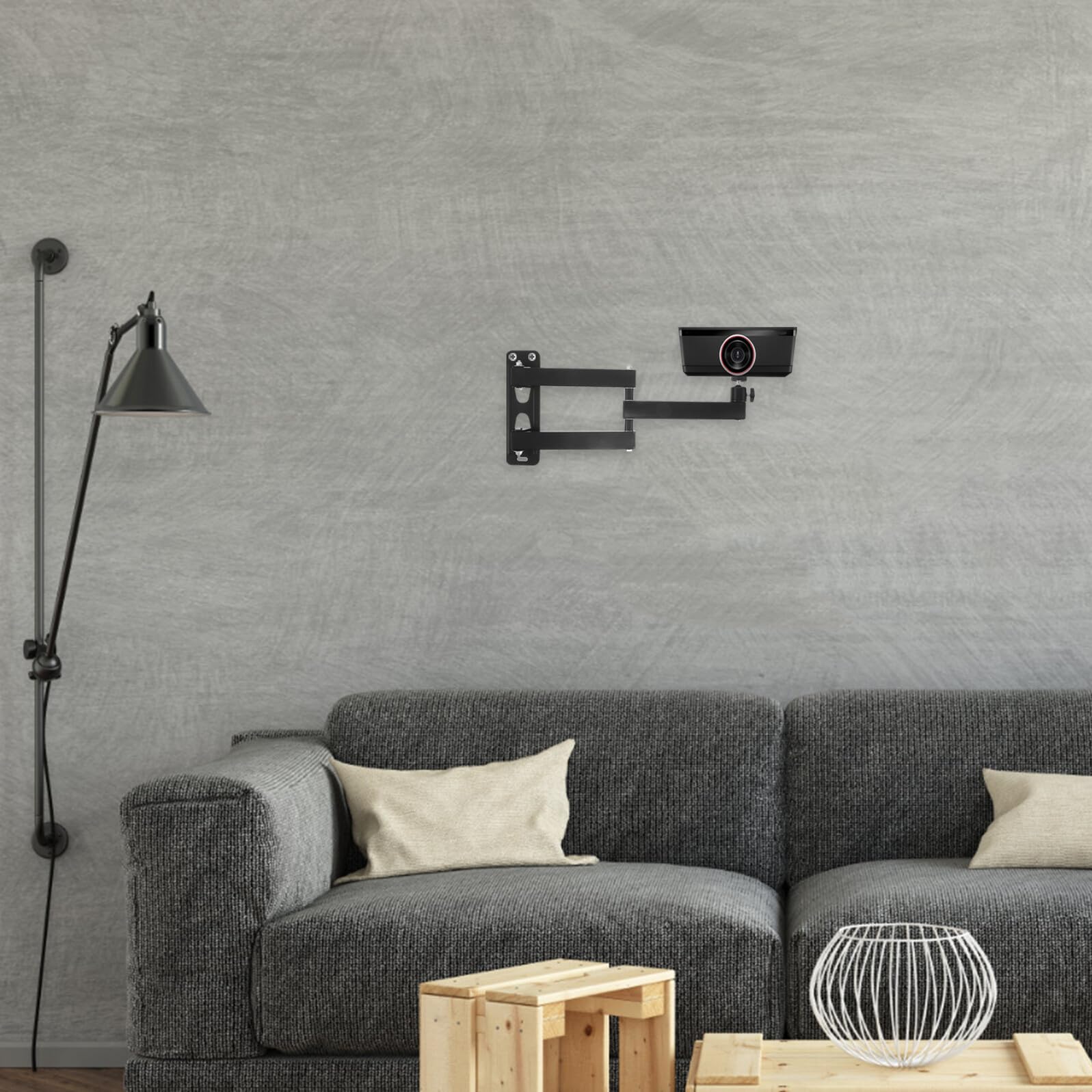 SHINEOFI Supporto per Proiettore da Parete 16 Pollici Regolabile | Braccio Girevole, Montaggio Sospeso a Soffitto, Nero in Metallo, per Mini e Unità Standard