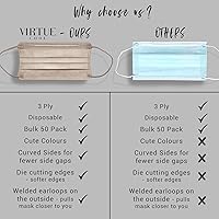 Vista 6 de VIRTUE CODE On The Go - Mascarillas curvas, suaves de 3 capas, cómodas, 50 mascarillas desechables