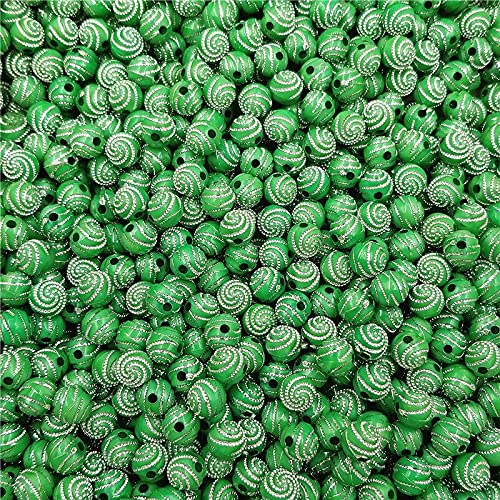 50PCS/Bag 10mm DIY Acrylic Beads Screw Rhinestone Spacer Beads for Necklace Bracelet Making Jewelry Accessories - (Color: Green; Item Diameter: 10mm)