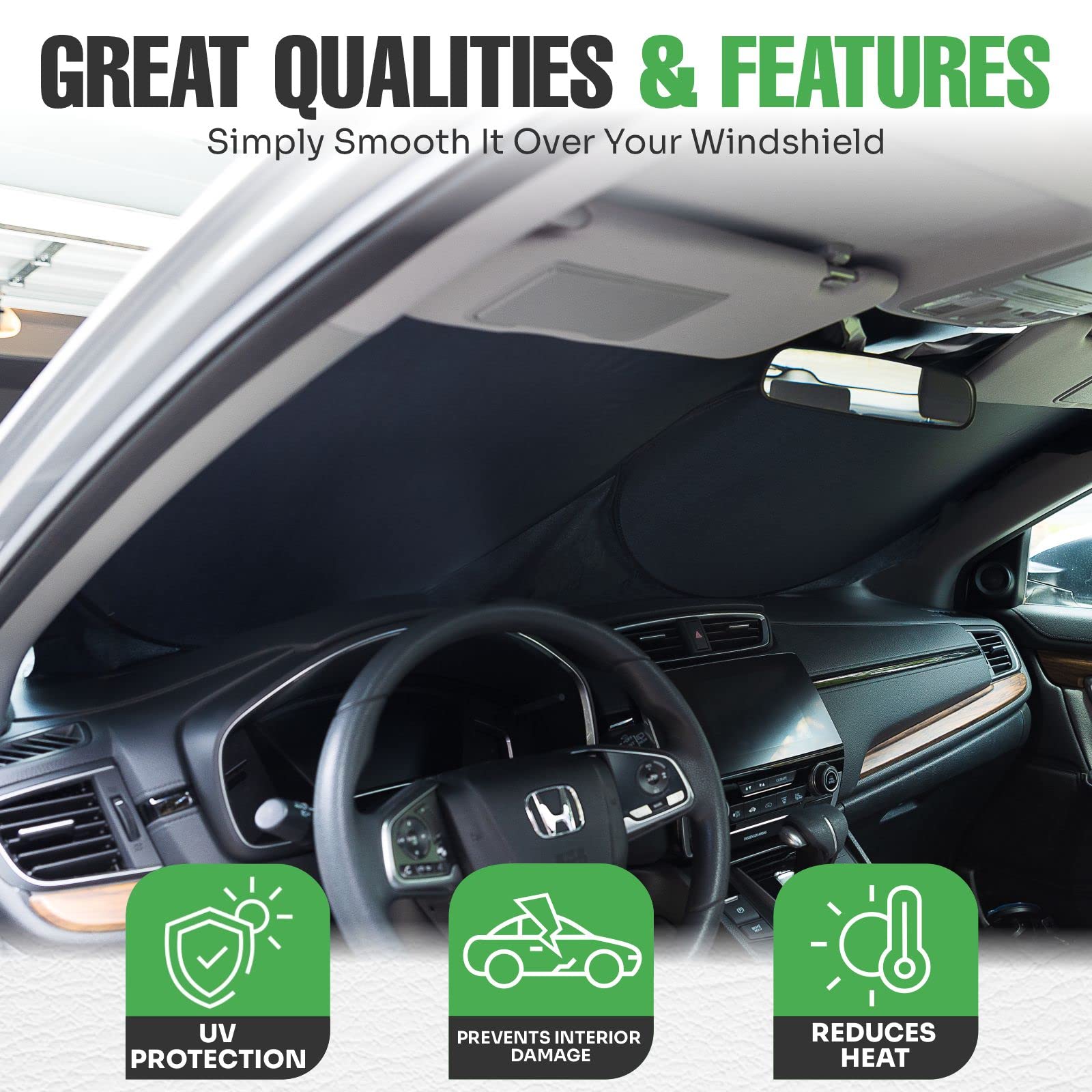 lebogner RV Windshield Sun Shade, XXLarge 51” X 102” Foldable