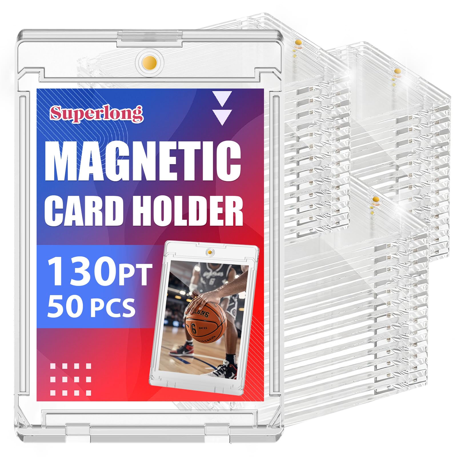 Porta carte magnetico da 130 pt, 50 ct, con protezione U-V, in plastica rigida, con 2 forti magneti, per collezionisti di giochi di baseball