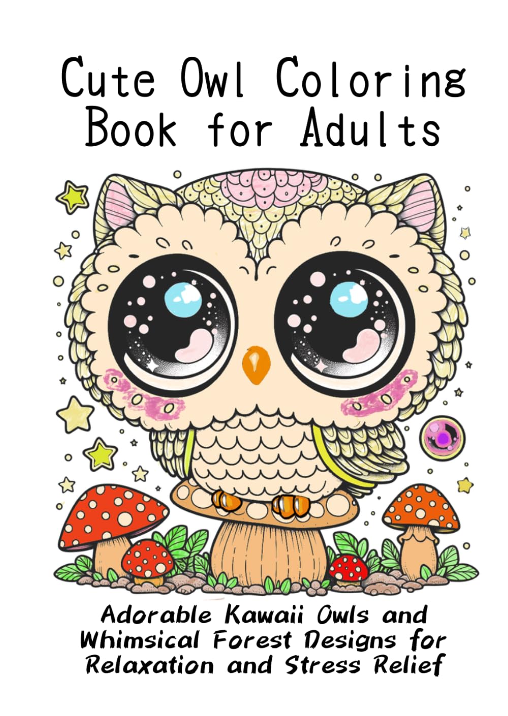 Cute Owl Coloring Book for Adults: Adorable Kawaii Owls and Whimsical Forest Designs for Relaxation and Stress Relief