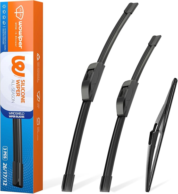 Palhetas de para-brisa dianteiras de silicone WOWIPER para Nissan Rogue e Pathfinder 2013–2023 – Kit com 3