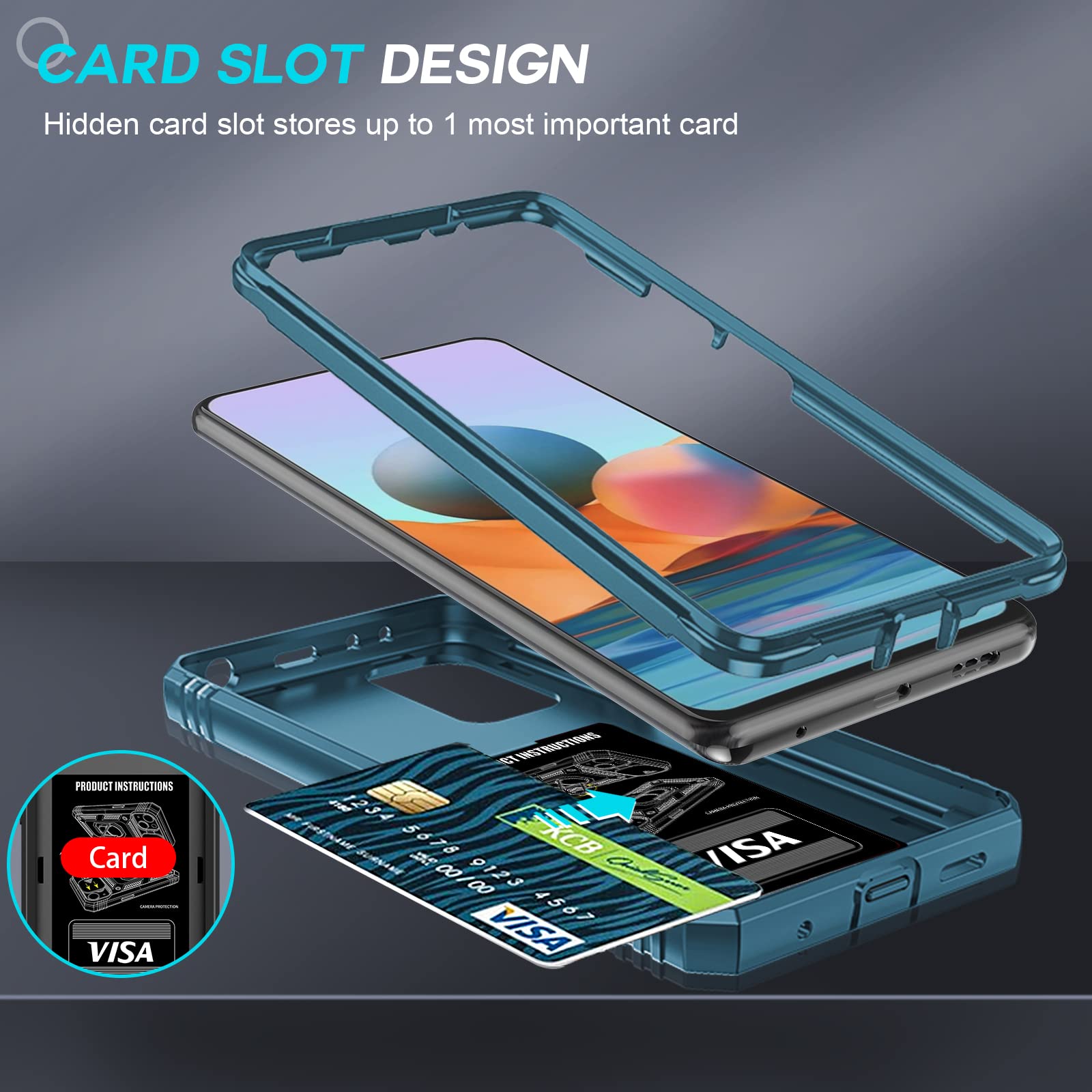LeYi Schutzhülle Für Xiaomi Redmi 10 (2022) Mit Kamera-Schiebedeckel – Stoßfest, Inkl. 2x Schutzglas