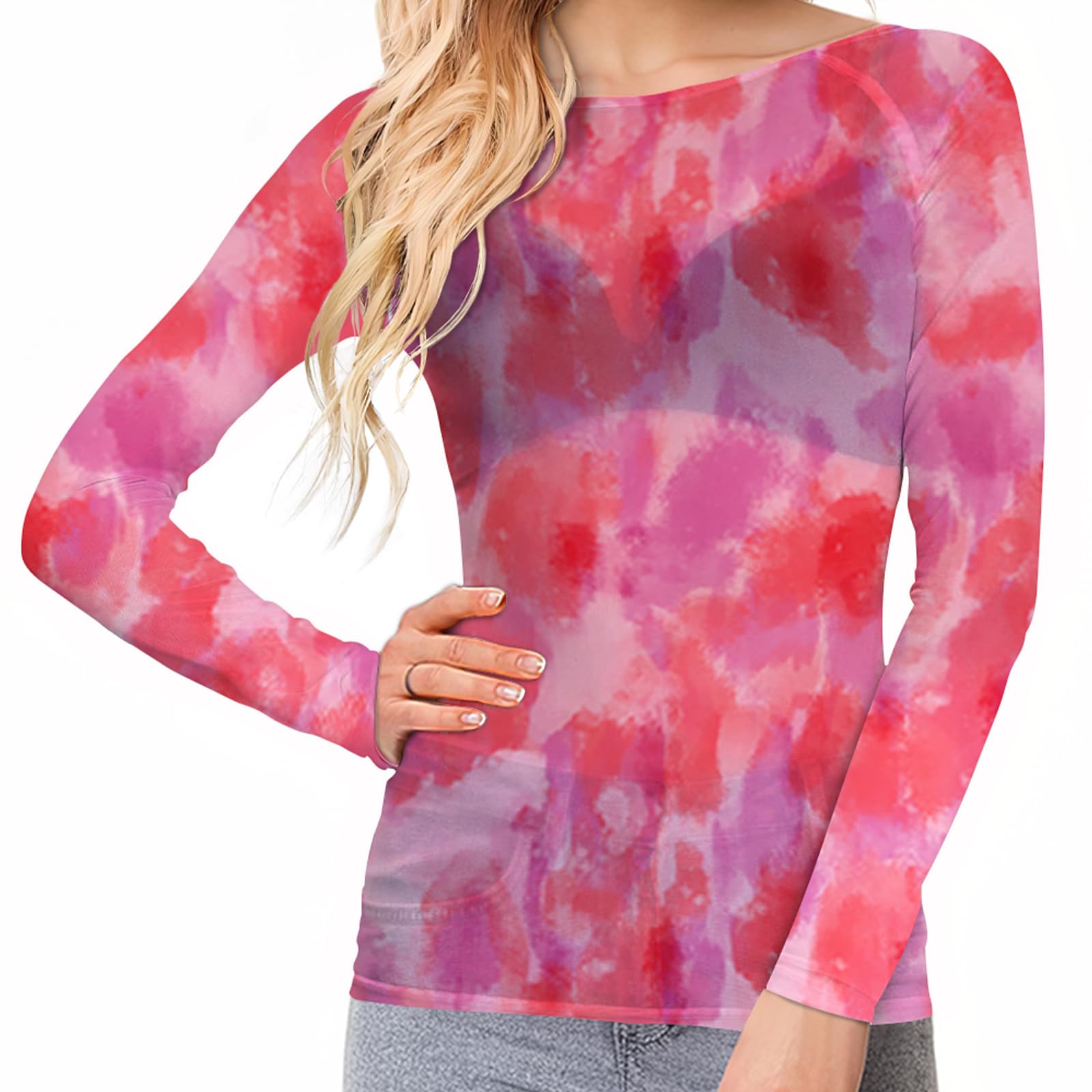 Buauty Sheer Tops for Women,Mesh Fishnet Tops Plus Size,Stylish and Sensational Mesh Blouses for Fashion-Forward Ladies