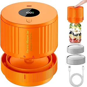 Electric Mason Jar Vacuum Sealer Kit for Wide Mouth and Regular Mouth Mason Jar - Orange