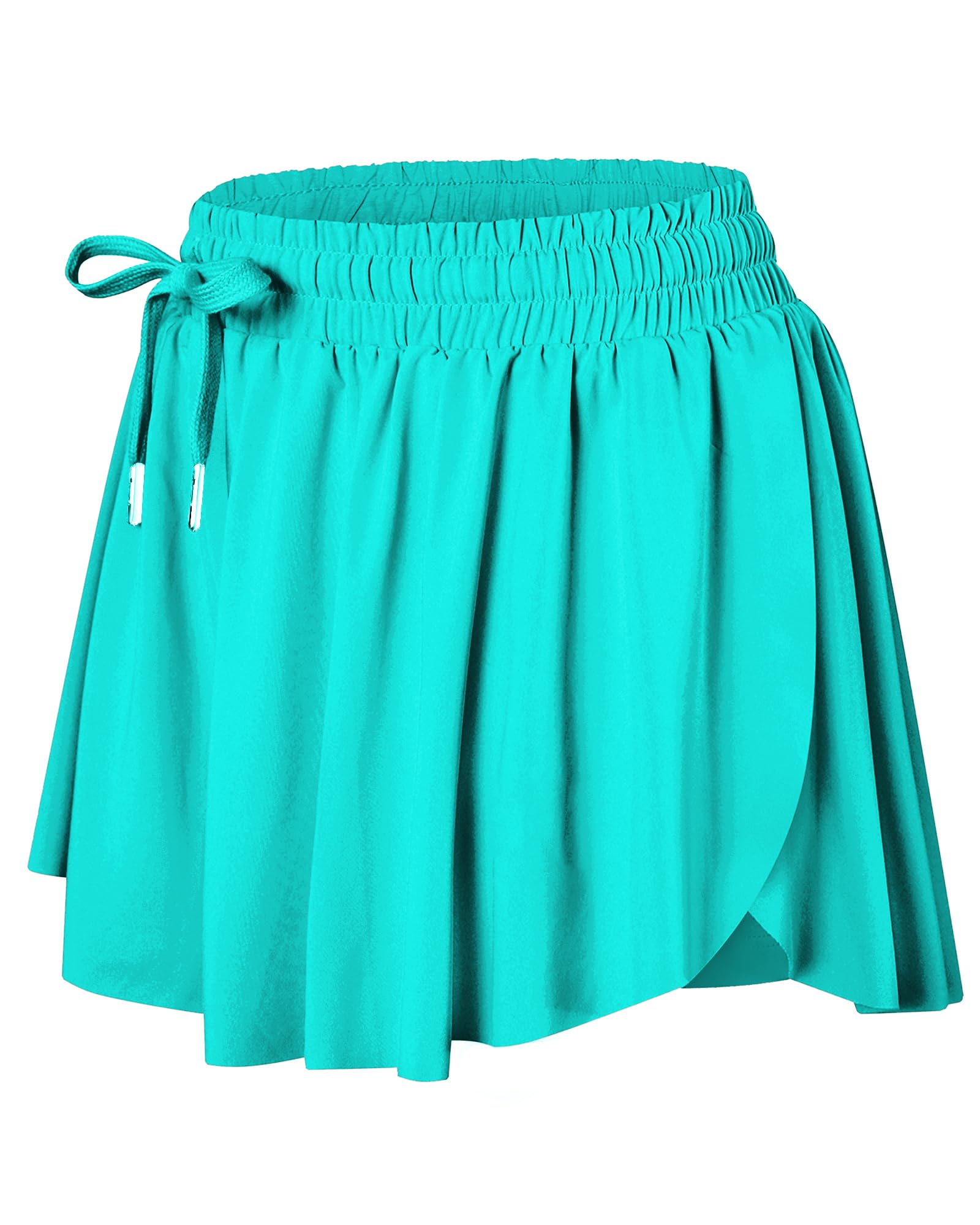 Wsirmet Flowy Shorts for Women Butterfly Shorts 2 in 1 Athletic Workout Gym Biker Running Shorts with Pockets