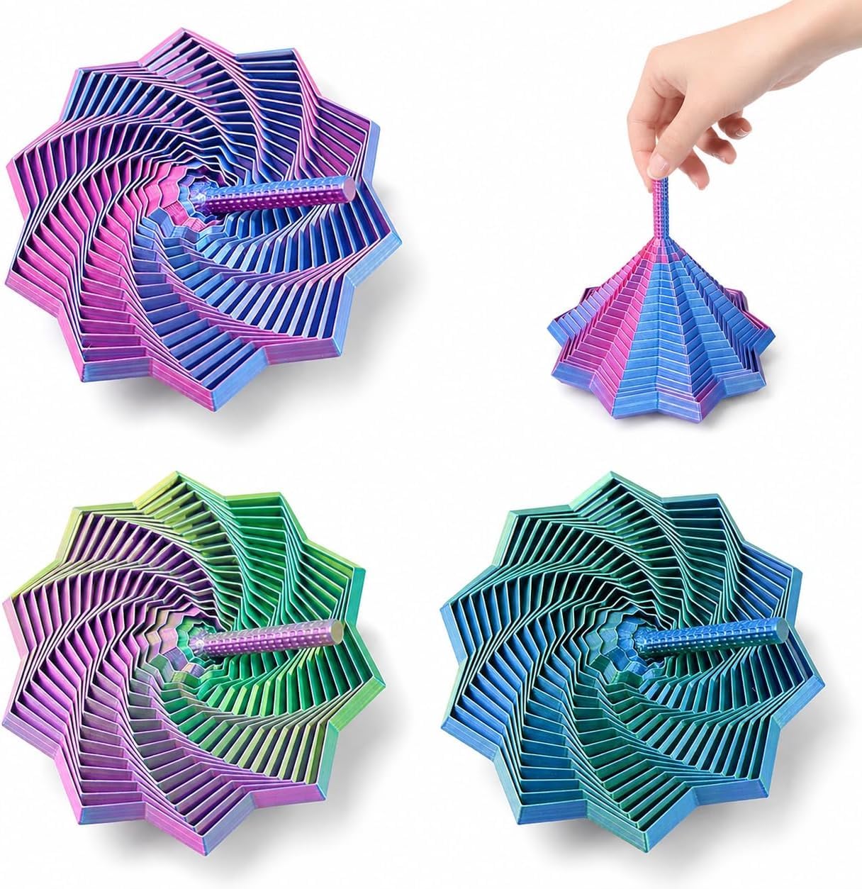 3 PCS 3D Printed Fidget Toy, Relieve Anxiety 3D Printed Fidgets, Release Emotions Sensory Fidget Star Is Suitable for Relieving Stress and Calming Emotions