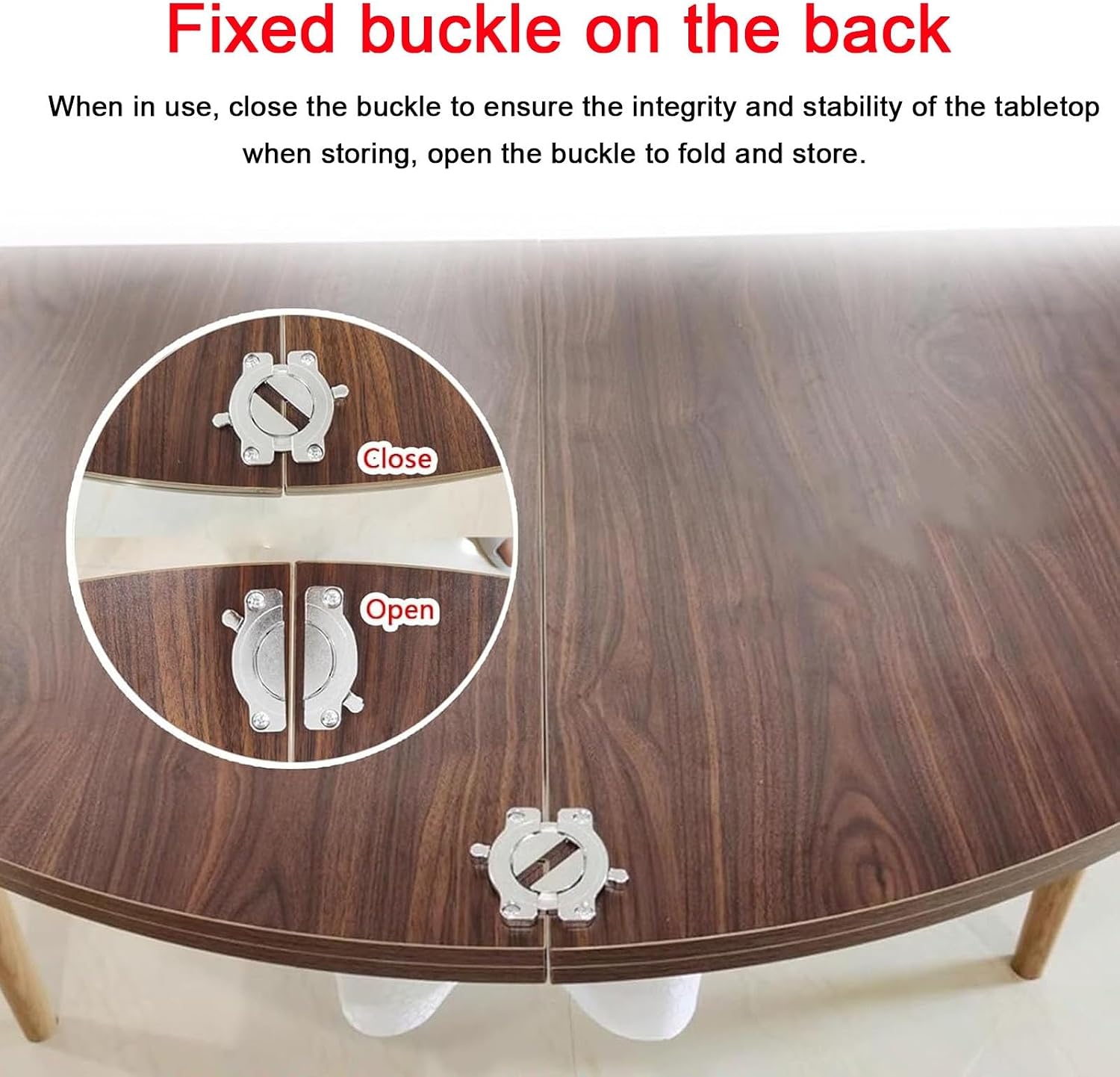 Round Foldable Table Top 47.2-70.9in, Large Solid Wood Extender with Hidden Hinges, Fixed Buckle Design, Ideal for Home, Restaurants & Hotels (59in/150cm)