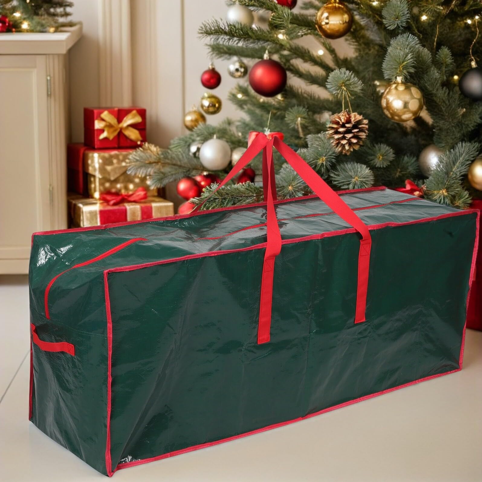 DOITOOL Aufbewahrungstasche für Weihnachtsbäume Große Pe-gewebebox mit Reißverschluss und Staubdicht zum Aufbewahren von Künstlichen Bäumen Girlanden und Geschenkpapier