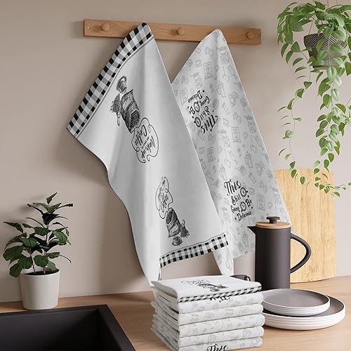 Miniatura 2 de Divertido juego decorativo de toallas de cocina lindo juego de 2 toallas de chef para cocina barbacoa platos de granja Navidad regalos de