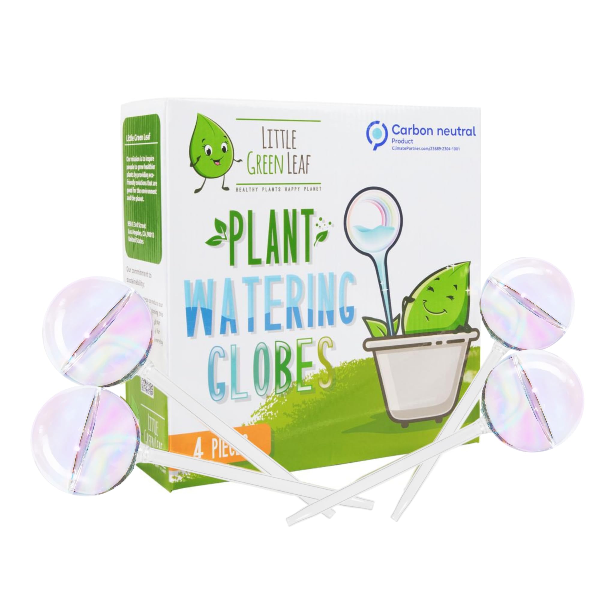 Little Green LeafLGL Plant Watering Globes - 4 Pieces Clear Rainbow. Decorative Self Watering Planter Inserts. Hand-Blown Durable Glass. Ideal Plant Lover Gift (4pk Medium)