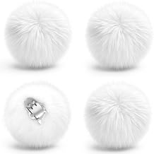 3.15 Inch Large Pom Pom Shoe Clips, 2 Pair Removable Faux Fur Ball Shoe Clip Halloween Women Fluffy Shoes Clip Tinkerbell Puff Balls Costume Dress up Accessories - White