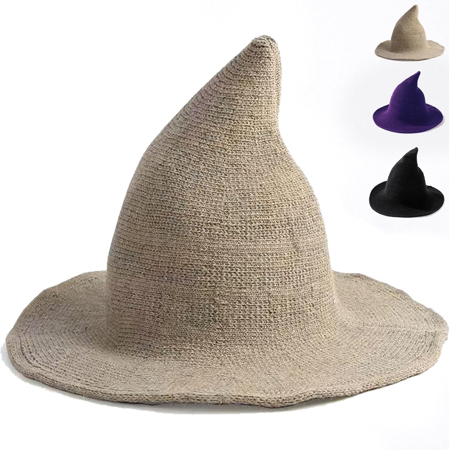 Halloween Witch Hat for Women,Slouchy Witch Hat, Fall Party Masquerade Cosplay Costume Daily Brown