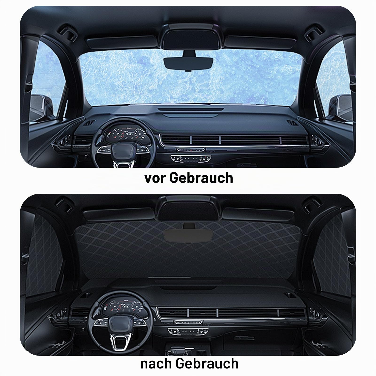 Frontscheibenabdeckung Auto Winter Frostabdeckung, Autoscheibenabdeckung Winschutzscheiben Abdeckung Groß, Frostabdeckung Sonnenschutz, 223cm x 145cm