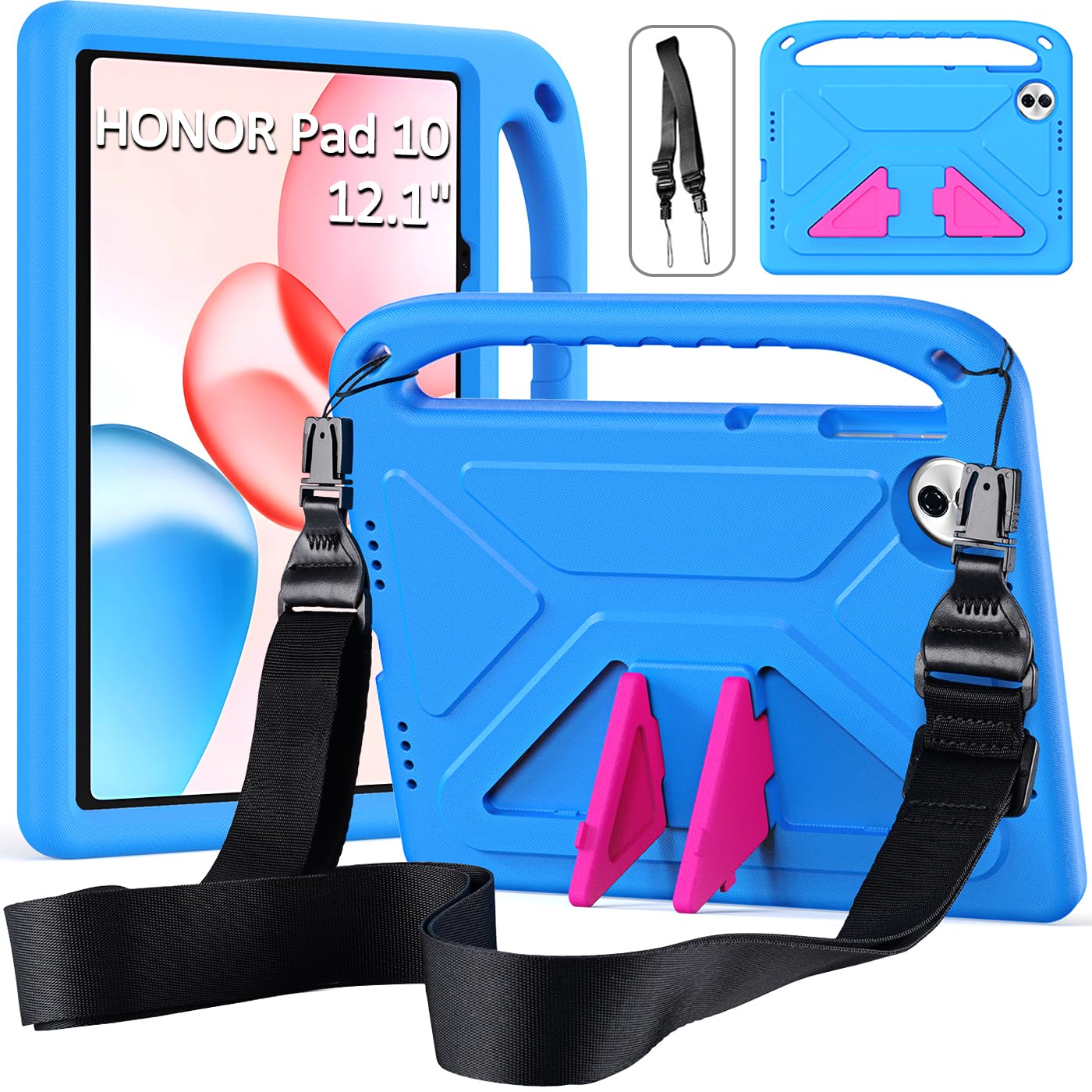 Funda Infantil para Honor Pad 10 12.1 Pulgadas 2025, Azul | Eva, Ligera a Prueba de Golpes, Carcasa Antigolpes con Asa y Correa