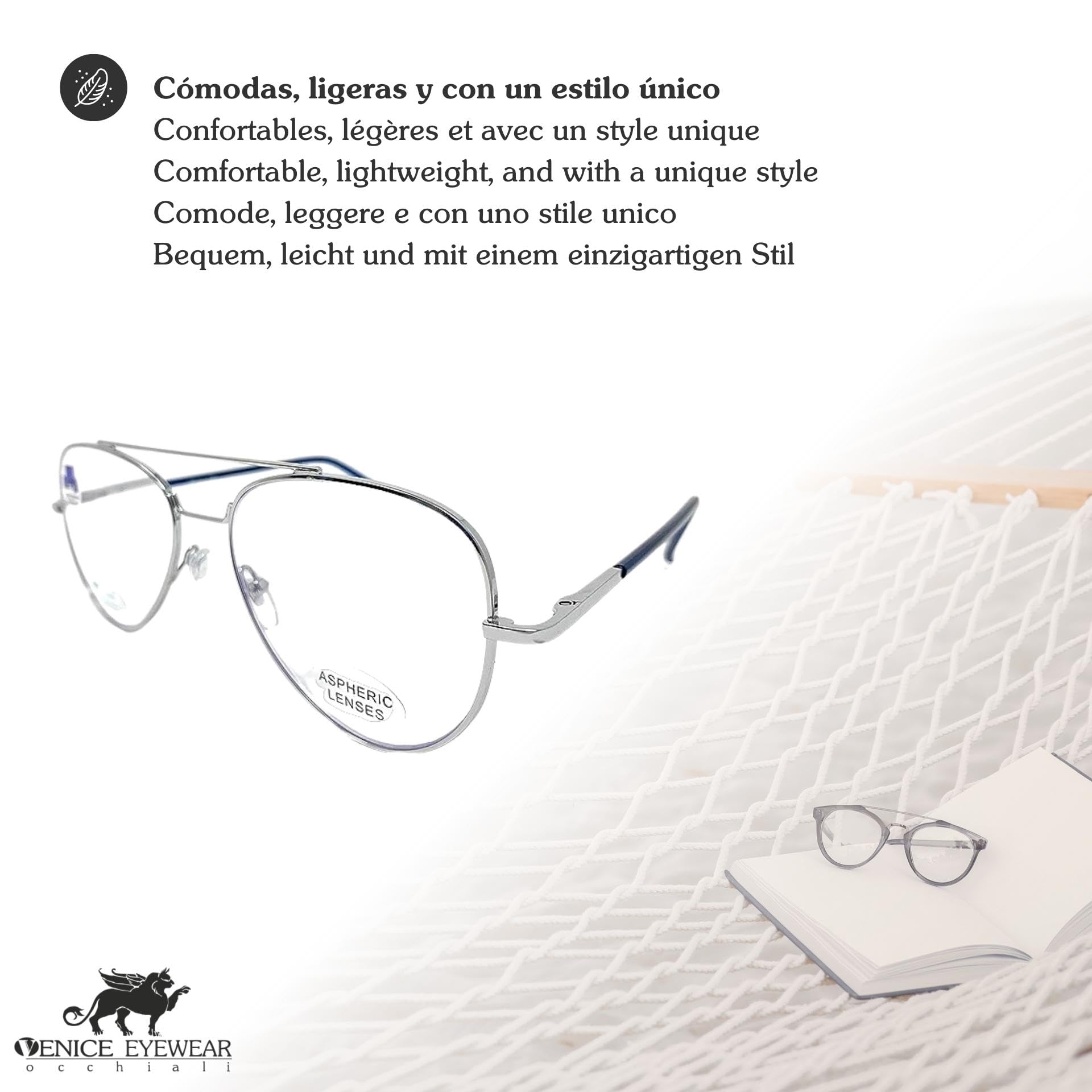 Lunettes De Lecture Anti-lumière Bleue Venice CAT 3D - Verres +0.00 à +3.50 - Pour écran, Gaming, Fatigue Oculaire