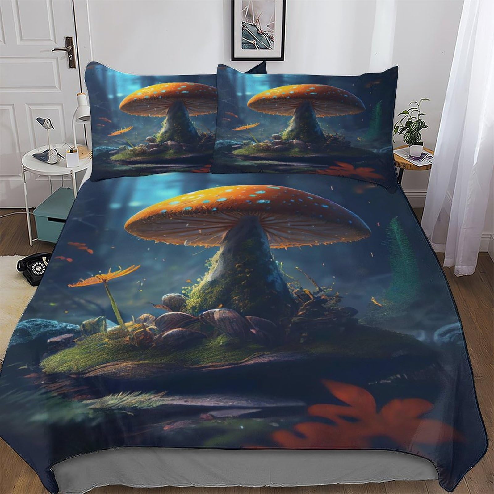 Housse de couette champignon ultra douce et hypoallergénique 3 pièces