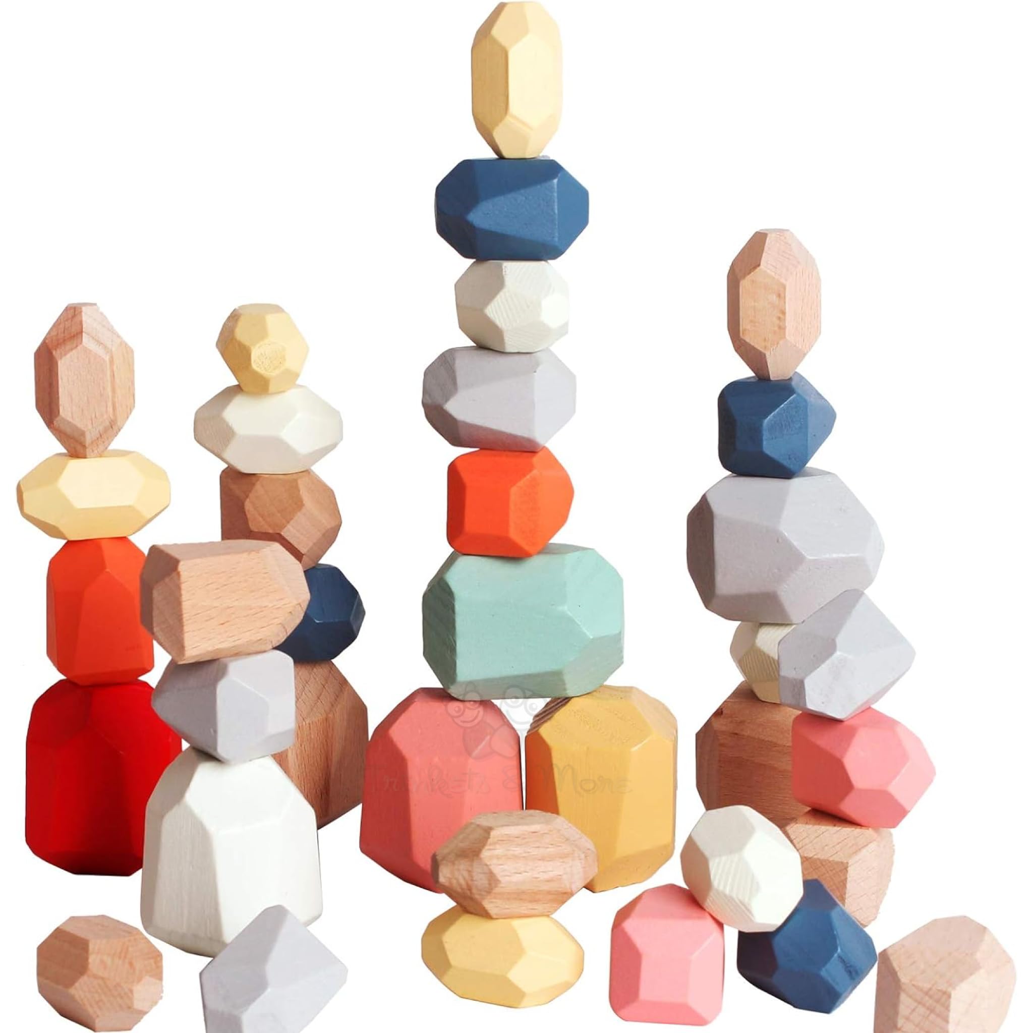 36 Pcs Wooden Balancing Stacking Stones Rocks Building Blocks Toy for Kids Large Montessori Sensory STEM Learning, Fine Motor Skills & Imaginative Play for Boys & Girls Age 1-6 Years-image-4