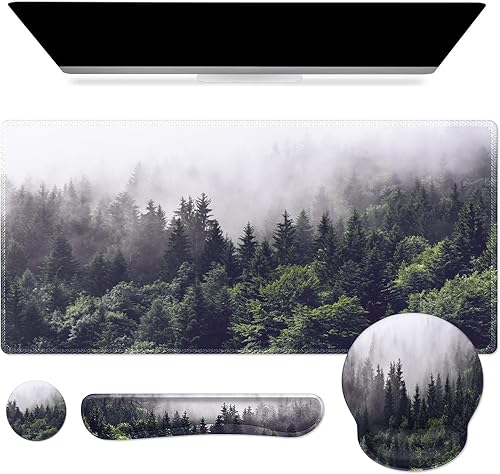 Miniatura 1 de iCasso Alfombrilla de escritorio, juego de soporte de muñeca para videojuegos, 4 en 1 XXL, alfombrilla de mouse grande + reposamuñecas para teclado,