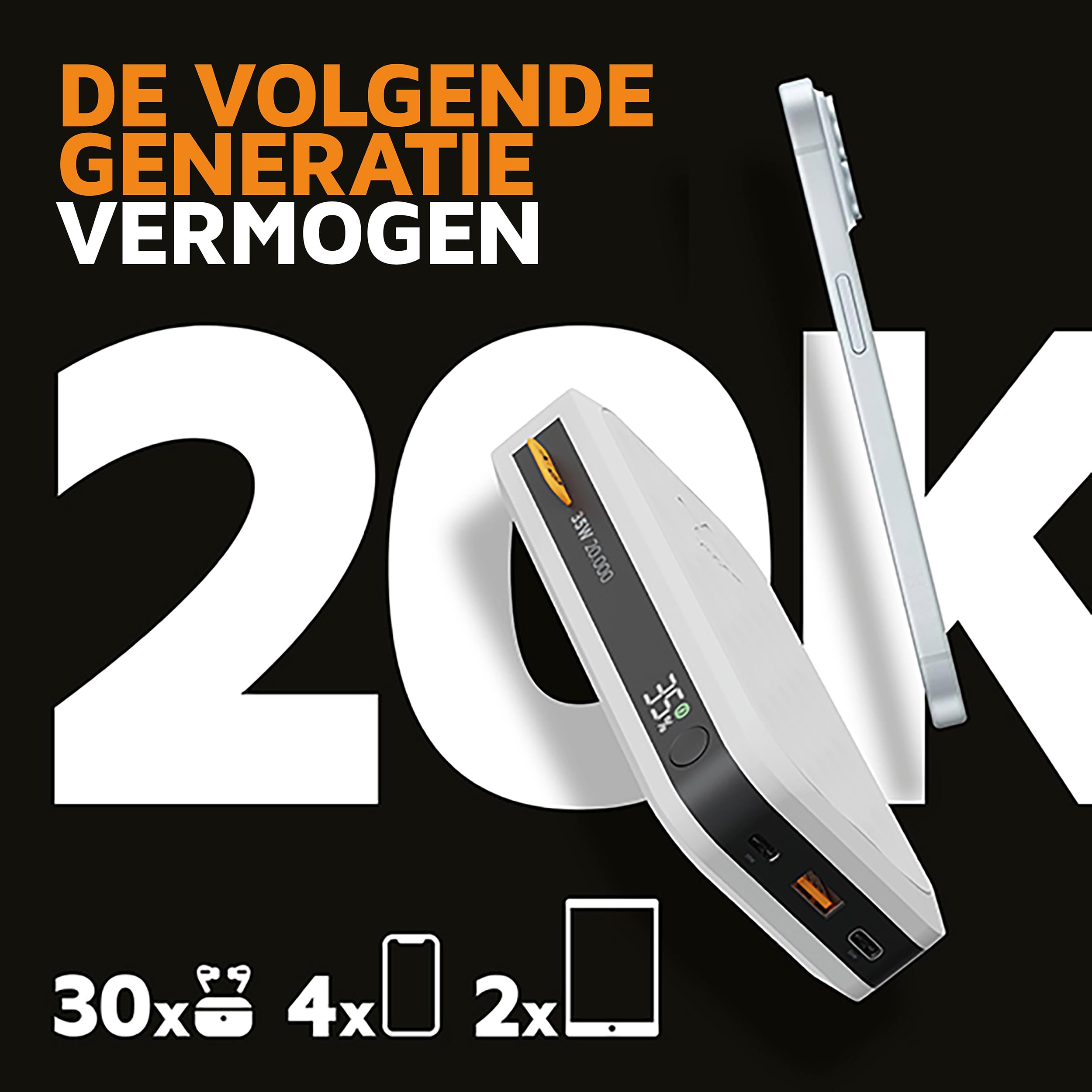 Xtorm Fuel Series 5 Powerbank 20W, 10 000 mAh, 2 x USB-C / 1 x USB-A, Résistant en Avion, Convient pour Samsung et iPhone, Midnight Black